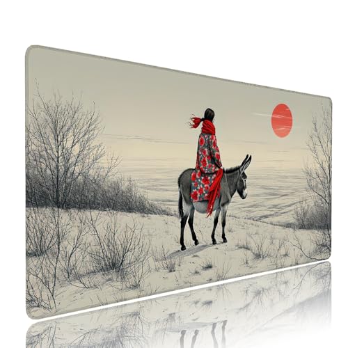 Weiß Landschaft Schreibtischunterlage Mousepad XXL Gaming Mauspad Büro Zubehör Klein Mouse Pad Pc Desk Mat Groß, WassXerdicht Anti-Rutsch Gummibasis Vernähte Kanten 1000x500x3mm für Home Office d-11 von Liutuedy