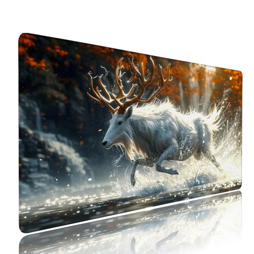 Weiß REH Schreibtischunterlage Mousepad XXL Gaming Mauspad Büro Zubehör Klein Mouse Pad Pc Desk Mat Groß, Anti-Rutsch Gummibasis Vernähte Kanten 1400x600x3mm Schreibtisch Schutz, für Home Office d-31 von Liutuedy