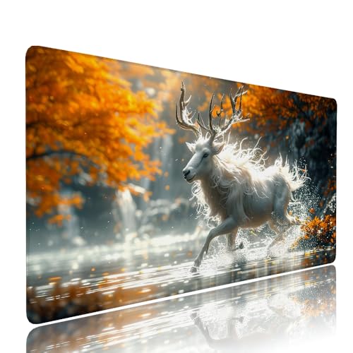 Weiß REH Schreibtischunterlage Mousepad XXL Gaming Mauspad Büro Zubehör Klein Mouse Pad Pc Desk Mat Groß, Anti-Rutsch Gummibasis Vernähte Kanten 1400x600x3mm Schreibtisch Schutz, für Home Office d-30 von Liutuedy