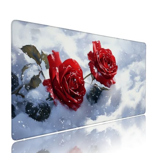 Weiß Rose Schreibtischunterlage Mousepad XXL Gaming Mauspad Büro Zubehör Klein Mouse Pad Pc Desk Mat Groß, Anti-Rutsch Gummibasis Vernähte Kanten 900x500x3mm Schreibtisch Schutz, für Home Office d-41 Weiß Rose Schreibtischunterlage Mousepad XXL Gaming Mauspad Büro Zubehör Klein Mouse Pad Pc Desk Mat Groß, Anti-Rutsch Gummibasis Vernähte Kanten 900x500x3mm Schreibtisch Schutz, für Home Office d-41 von Liutuedy
