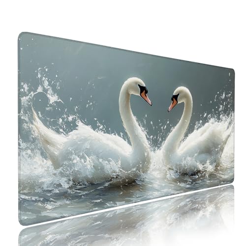 Weiß Schwan Schreibtischunterlage Mousepad XXL Gaming Mauspad Büro Zubehör Klein Mouse Pad Pc Desk Mat Groß, WassXerdicht Anti-Rutsch Gummibasis Vernähte Kanten 1000x500x3mm für Home Office d-61 Weiß Schwan Schreibtischunterlage Mousepad XXL Gaming Mauspad Büro Zubehör Klein Mouse Pad Pc Desk Mat Groß, WassXerdicht Anti-Rutsch Gummibasis Vernähte Kanten 1000x500x3mm für Home Office d-61 von Liutuedy