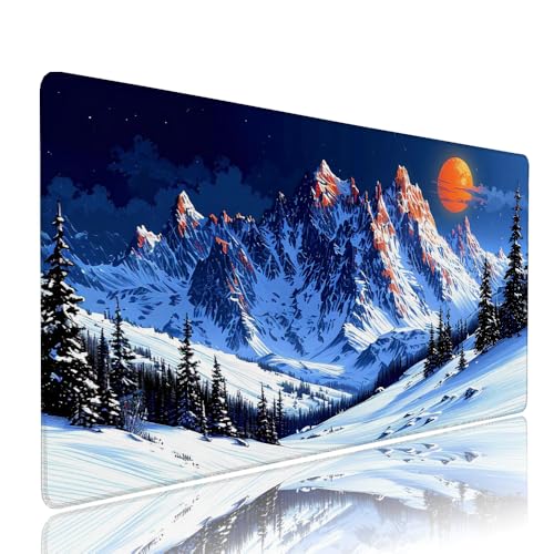 Weiß Sonnenuntergang Schreibtischunterlage Mousepad XXL Gaming Mauspad Büro Zubehör Klein Mouse Pad Pc Desk Mat, WassXerdicht Anti-Rutsch Gummibasis Vernähte Kanten 700x300x3mm für Home Office d-32 von Liutuedy