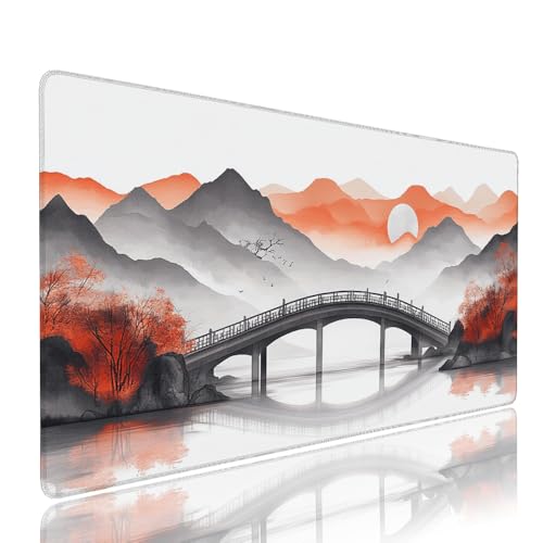 Weiß Sonnenuntergang Schreibtischunterlage Mousepad XXL Gaming Mauspad Büro Zubehör Klein Mouse Pad Pc Desk Mat, WassXerdicht Anti-Rutsch Gummibasis Vernähte Kanten 700x300x3mm für Home Office d-33 von Liutuedy