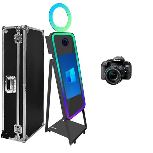 Tragbarer magischer Spiegel, 101,6 cm (40 Zoll) großer Touchscreen-Spiegel, Fotokabine mit RGB-Licht, Selfie-Fotokabine für Partyveranstaltungen, Flugtasche (schwarz, 101,6 cm / 21,5 Zoll Bildschirm + von LivFiv