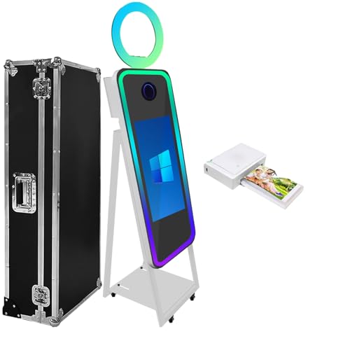Tragbarer magischer Spiegel, 101,6 cm (40 Zoll) großer Touchscreen-Spiegel, Fotokabine mit RGB-Licht, Selfie-Fotokabine für Partyveranstaltungen, Flugtasche (weiß, 101,6 cm / 21,5 Zoll Bildschirm + von LivFiv