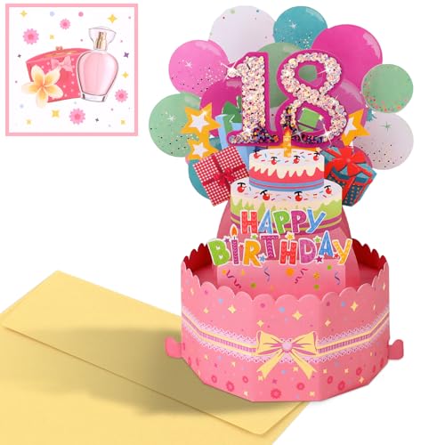Livdouyu 18.Geburtstagskarte,3D Pop Up Karte Geburtstag Pop Up Grußkarten Glückwünsche Geburtstagskarten mit Umschlag für Kinder Mama Frauen Männer Romantik GeschenkKarte zum 18.Geburtstag von Livdouyu
