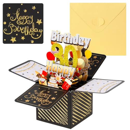 Livdouyu 30.Geburtstagskarte, 3D Pop Up Karte Geburtstag Pop Up Grußkarten Glückwünsche Geburtstagskarten mit Umschlag für Kinder Mama Frauen Männer Romantik Geschenk-Karte zum 30. Geburtstag von Livdouyu