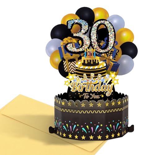 Livdouyu 30.Geburtstagskarte,3D Pop Up Karte Geburtstag,Pop Up Grußkarten Glückwünsche Geburtstagskarten mit Umschlag für Kinder Mama Frauen Männer Romantik GeschenkKarte zum 30.Geburtstag (30th) von Livdouyu