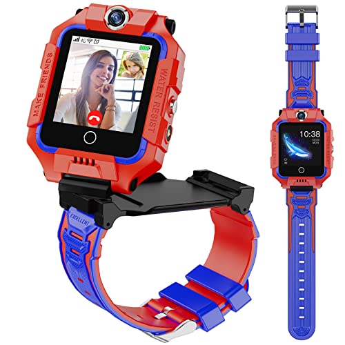 Kinder-Handyuhr mit GPS-Tracker, Smartwatch für Jungen und Mädchen, 4G Video & Telefonanruf mit 360° Drehung, Kinder-GPS-Uhr für 4–12 Jahre Weihnachts- & Geburtstagsgeschenke (T10 Rot) von LiveGo