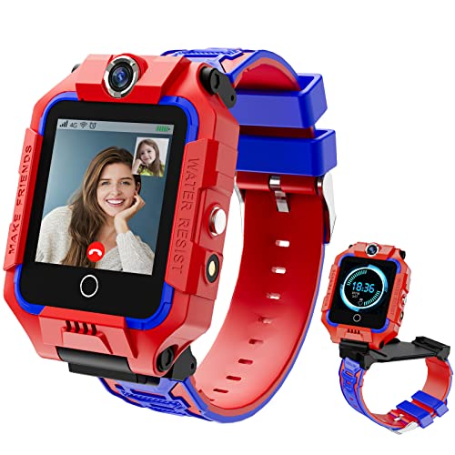 LiveGo 4G Kinder-Smartwatch mit GPS-Tracker und Anrufen, HD-Touchscreen, Kinder-Handyuhr, kombiniert SMS, Videoanruf, SOS, Schrittzähler, 4G, Smartwatch für Kinder, Jungen, Mädchen, 6–12 (T10 Rot) von LiveGo