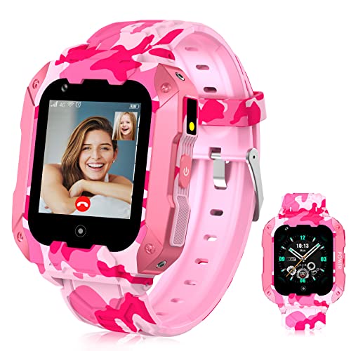 LiveGo 4G Kinder-Smartwatch mit GPS-Tracker und Anrufen, HD-Touchscreen, Kinder-Handyuhr, kombiniert SMS, Videoanruf, SOS, Schrittzähler, 4G-Smartwatch für Kinder, Jungen, Mädchen, 6–12 (T28 Rosa) von LiveGo
