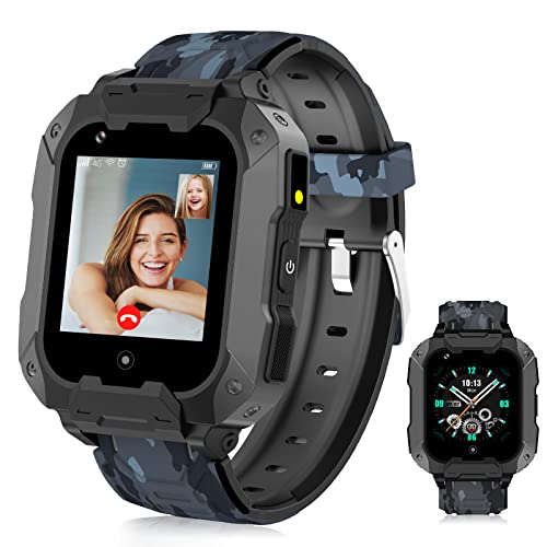 LiveGo 4G Kinder-Smartwatch mit GPS-Tracker und Anrufen, HD-Touchscreen, Kinder-Handyuhr, kombiniert SMS, Videoanruf, SOS, Schrittzähler, 4G-Smartwatch für Kinder, Jungen, Mädchen, 6–12 (t28 schwarz) von LiveGo