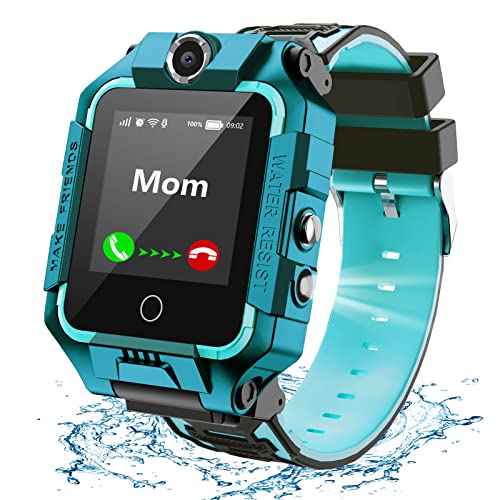 LiveGo Kinder Smartwatch 4G, Wasserdichtes und Sicheres Smartwatch-Telefon mit 360° Drehbarem, GPS-Tracker, Anruf-SOS-Kamera WiFi, 3-12 Jährige Schüler Geburtstagsgeschenk (T10 Cyan) von LiveGo
