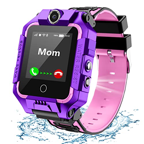 LiveGo Kinder Smartwatch 4G, Wasserdichtes und Sicheres Smartwatch-Telefon mit 360° Drehbarem, GPS-Tracker, Anruf-SOS-Kamera WiFi, 3-12 Jährige Schüler Geburtstagsgeschenk (T10 lila) von LiveGo