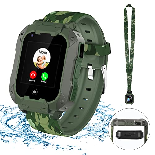LiveGo Smart Watch für Kinder, 4G sicheres Smartwatch mit Abnehmbarem Gehäuse, GPS-Tracker, SOS-Anruf, Kamera-WLAN für Kinder Studenten im Alter von 4-12 Geburtstagsgeschenken Schultag(T28 Grün) von LiveGo