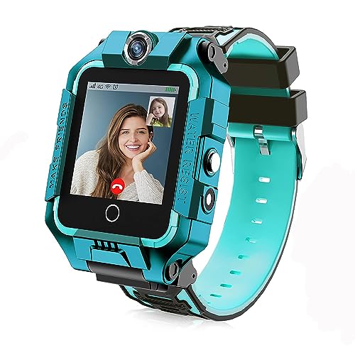 LiveGo Smartwatch Kinder mit GPS und Telefon, 4G Sicheres Smartwatch mit 360° Drehbarem, GPS/SOS-Anruf für Kinder, Studenten im Alter von 4-12Y, Geburtstagsgeschenke Schultag(Cyan) von LiveGo