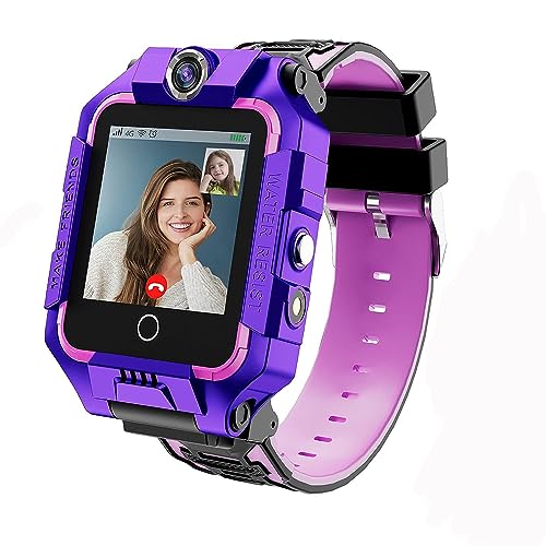 LiveGo Smartwatch Kinder mit GPS und Telefon, 4G Sicheres Smartwatch mit 360° Drehbarem, GPS/SOS-Anruf für Kinder, Studenten im Alter von 4-12Y, Geburtstagsgeschenke Schultag(Violett) von LiveGo