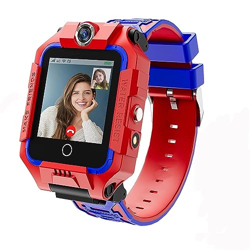 LiveGo Smartwatch Kinder mit GPS und Telefon, 4G Sicheres Smartwatch mit 360° Drehbarem, GPS/SOS-Anruf für Kinder, Studenten im Alter von 4-12Y, Geburtstagsgeschenke Schultag(rot und Blau) von LiveGo