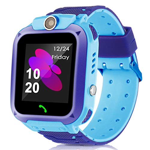 LiveGo Smartwatch für Kinder, Wasserdicht, Sicher, Smartwatch mit GPS-Tracker, Anrufe, SOS-Kamera für Kinder, Studenten im Alter von 3–12 Jahren(Q12 blau) von LiveGo