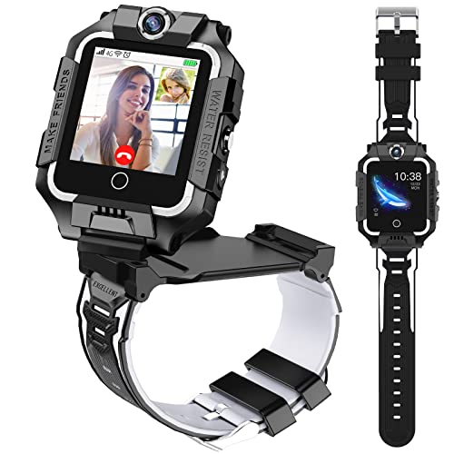 Watch Phone T10 Kinder Smart Watch, Smart Watch für Kinder mit GPS-Tracker, 4G Video & Telefonanruf mit 360° Drehung, Kinder GPS-Uhr für 4–12 Jahre Neujahr & Geburtstagsgeschenk (Schwarz T10) von LiveGo