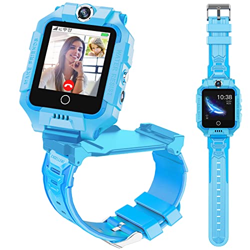 Watch Phone T10 Kinder Smart Watch, Smart Watch für Kinder mit GPS-Tracker, 4G Video & Telefonanruf mit 360° Drehung, Kinder GPS-Uhr für 4–12 Jahre Neujahr & Geburtstagsgeschenk (blau T10) von LiveGo