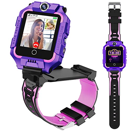 Watch Phone T10 Kinder Smart Watch, Smart Watch für Kinder mit GPS-Tracker, 4G Video & Telefonanruf mit 360° Drehung, Kinder GPS-Uhr für 4–12 Jahre Neujahr & Geburtstagsgeschenk (lila T10) von LiveGo