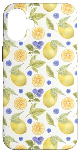 Blaubeer-Zitronenfruchtmuster Hülle für iPhone 16 Plus von LiveHappy