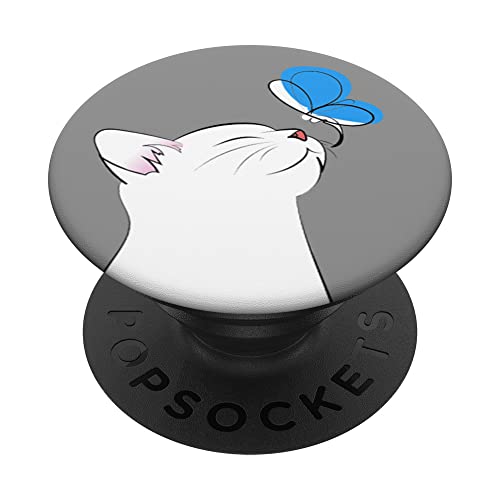 Katzenliebhaber, Schmetterling, Weiß PopSockets mit austauschbarem PopGrip von LiveHappy