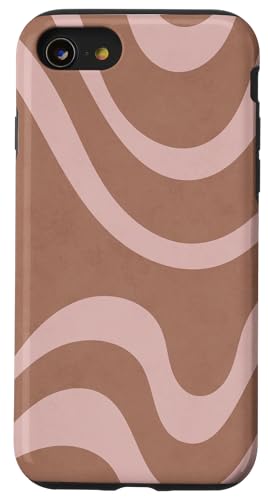 Mokka Mousse Gelato Mauve Pastellfarben Swirl Linien Minimal Hülle für iPhone SE (2020) / 7 / 8 von LiveHappy