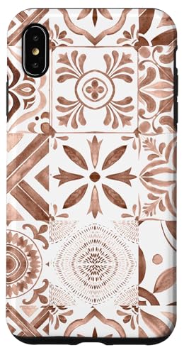 Mokka Mousse Hellbraun Weiß Farbe Marokkanisches Fliesenmuster Hülle für iPhone XS Max von LiveHappy