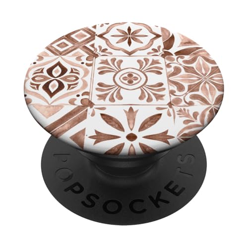 Mokka Mousse Hellbraun Weiß Farbe Marokkanisches Fliesenmuster PopSockets Klebender PopGrip Mokka Mousse Hellbraun Weiß Farbe Marokkanisches Fliesenmuster PopSockets Klebender PopGrip von LiveHappy