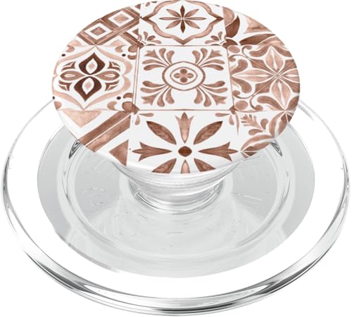 Mokka Mousse Hellbraun Weiß Farbe Marokkanisches Fliesenmuster PopSockets PopGrip für MagSafe Mokka Mousse Hellbraun Weiß Farbe Marokkanisches Fliesenmuster PopSockets PopGrip für MagSafe von LiveHappy