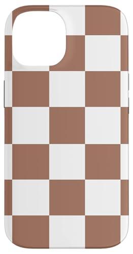 Mokka-Mousse und weißes Schachbrettmuster Hülle für iPhone 14 von LiveHappy
