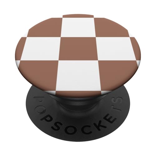 Mokka-Mousse und weißes Schachbrettmuster PopSockets Klebender PopGrip von LiveHappy