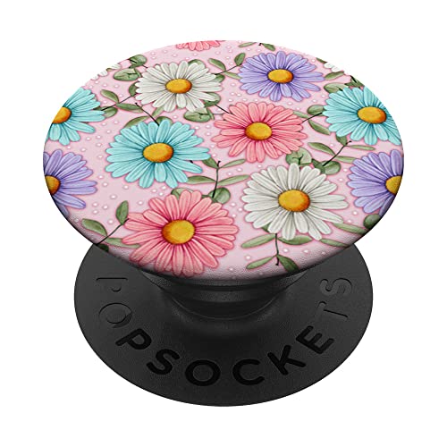 Sommer Frühling Gänseblümchen Blumen Rosa Muster PopSockets mit austauschbarem PopGrip von LiveHappy