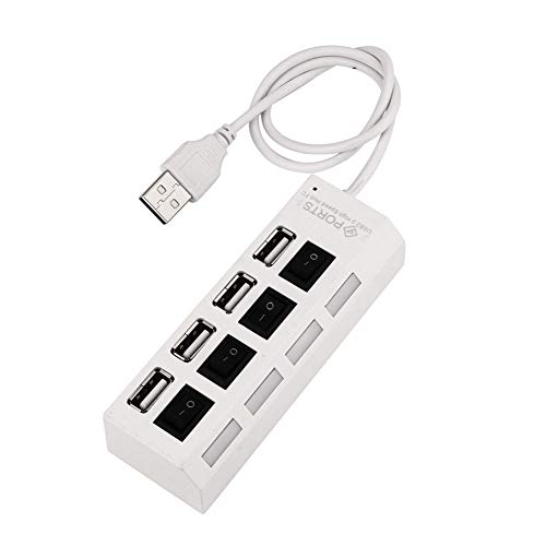 Livecitys USB Hub 4 Ports USB 2.0 High Speed Power On/Off Switch Hub Adapter für Computer Laptop Weiß von Livecitys