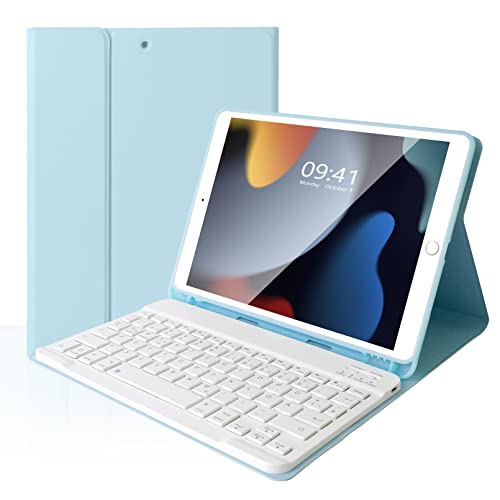 Lively Life Bluetooth-Tastatur für iPad 10.2 9. Gen 2021/8. Gen 2020/7. Gen 2019, iPad Air 3 2019, iPad Pro 10.5 2017, mit Schutzhülle, abnehmbare Tastatur, italienisches QWERTY-Layout Hellblau von Lively Life