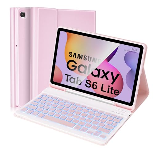 Lively Life Schutzhülle mit Tastatur für Galaxy Tab S6 Lite 10,4 Zoll 2020 (SM-P610/P615), 2022 (SM-P613/P619), italienisches Layout, abnehmbare Tastatur, Hintergrundbeleuchtung, abnehmbare Tastatur von Lively Life