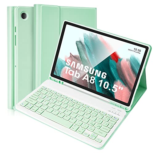 Lively Life Schutzhülle mit Tastatur für Samsung Galaxy Tab A8 10.5 Zoll 2021 (SM-X200,X205,X207), italienisches Layout, abnehmbare Tastatur und Hülle, Grün von Lively Life