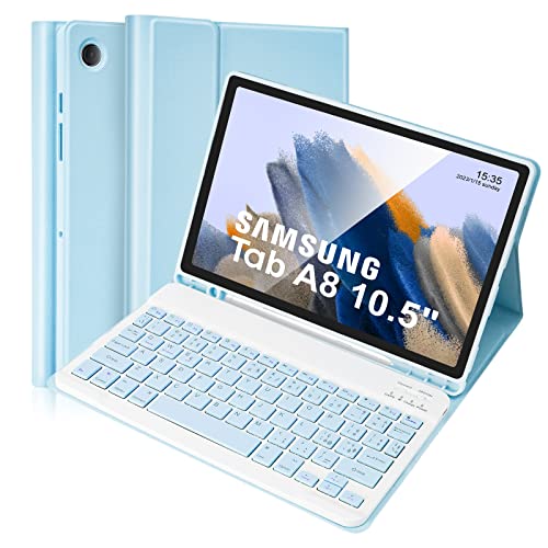 Lively Life Schutzhülle mit Tastatur für Samsung Galaxy Tab A8 10.5 Zoll 2021 (SM-X200,X205,X207), italienisches Layout, abnehmbare Tastatur und Schutzhülle, Hellblau von Lively Life