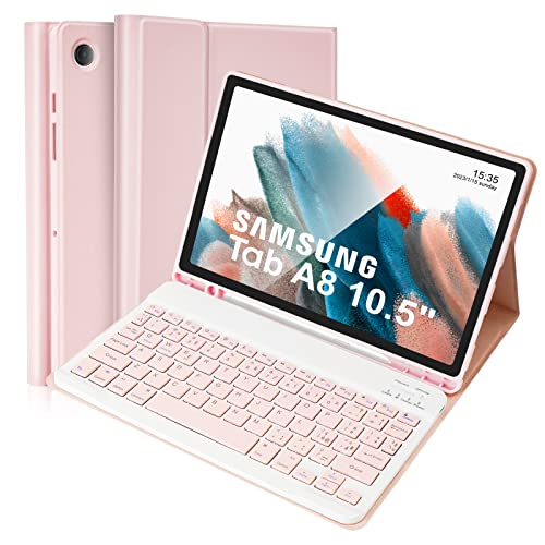 Lively Life Schutzhülle mit Tastatur für Samsung Galaxy Tab A8 10.5 Zoll 2021 (SM-X200,X205,X207), italienisches Layout, abnehmbare Tastatur und Schutzhülle, Rosa von Lively Life