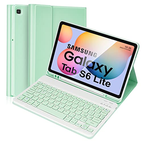 Lively Life Schutzhülle mit Tastatur für Samsung Galaxy Tab S6 Lite 2020 10,4 Zoll (SM-P610/P615), 2022 (SM-P613/P619), italienisches Layout, abnehmbare Tastatur für Samsung Tab S6 Lite, Grün von Lively Life
