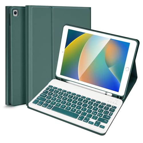 Lively Life Schutzhülle mit Tastatur für iPad 10,2 Zoll 9a/8a/7a Gen(2021/2020/2019), iPad Air 3 10,5 Zoll 2019, iPad Pro 10,5 Zoll 2017, abnehmbare Bluetooth-Tastatur, italienisches Layout, von ANICEMOON