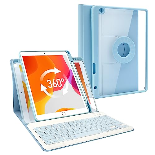 Lively Life iPad-Tastaturhülle für iPad 9. Generation 10.2 2021 / iPad 8. Generation 2020 / iPad 7. Generation 2019, magnetische, abnehmbare kabellose Tastatur, drehbare, schlanke Hülle, mit von Lively Life