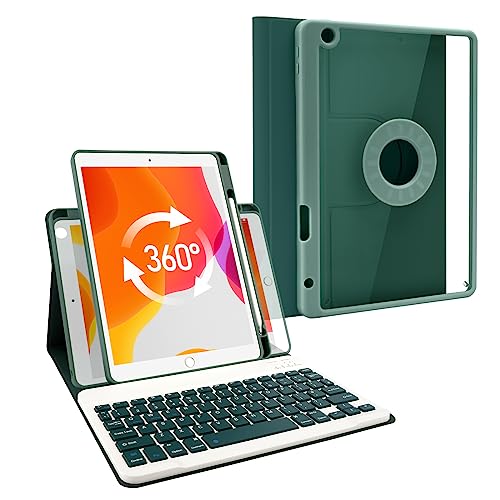 Lively Life iPad-Tastaturhülle für iPad 9. Generation 10.2 2021 / iPad 8. Generation 2020 / iPad 7. Generation 2019, magnetische, abnehmbare kabellose Tastatur, drehbare schlanke Hülle, mit von Lively Life