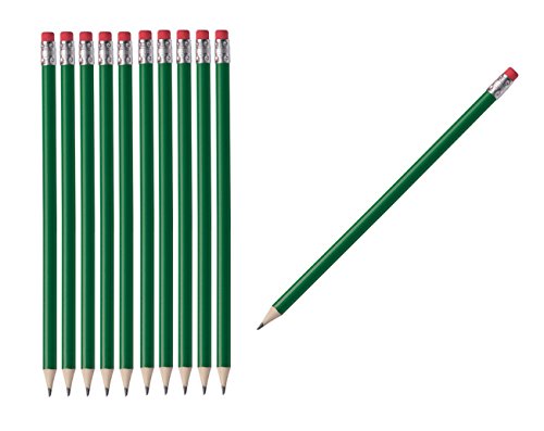 10 Bleistifte mit Radierer / HB / ohne Herstellerlogo / Farbe: lackiert grün von Livepac Office