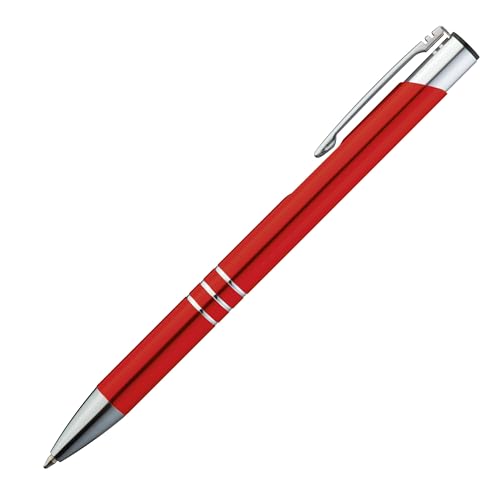 10 Metall-Kugelschreiber / Schreibfarbe = Kugelschreiberfarbe / Farbe: rot von Livepac-Office