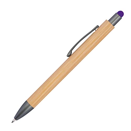 10 Touchpen Holzkugelschreiber aus Bambus / Stylusfarbe: lila von Livepac-Office