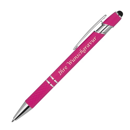10 Touchpen Kugelschreiber aus Metall mit Gravur / mit Muster / Farbe: pink von Livepac-Office