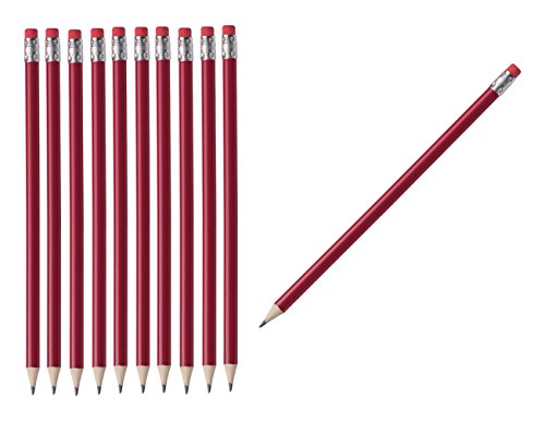 100 Bleistifte mit Radierer / HB / ohne Herstellerlogo / Farbe: lackiert rot von Livepac Office